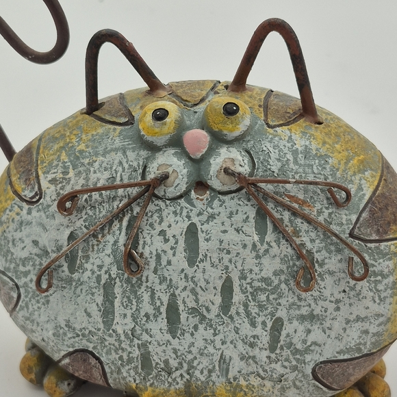 CAT Stone Statue Cold Cast Ceramic Metal Garden Yard Patio Or Table Top Accent - Picture 5 of 7